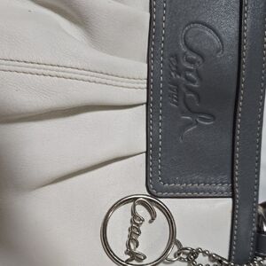 Coach White and Gray Shoulder Bag with Pleated Detailing With Wallet!!